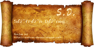 Sáfrán Dénes névjegykártya